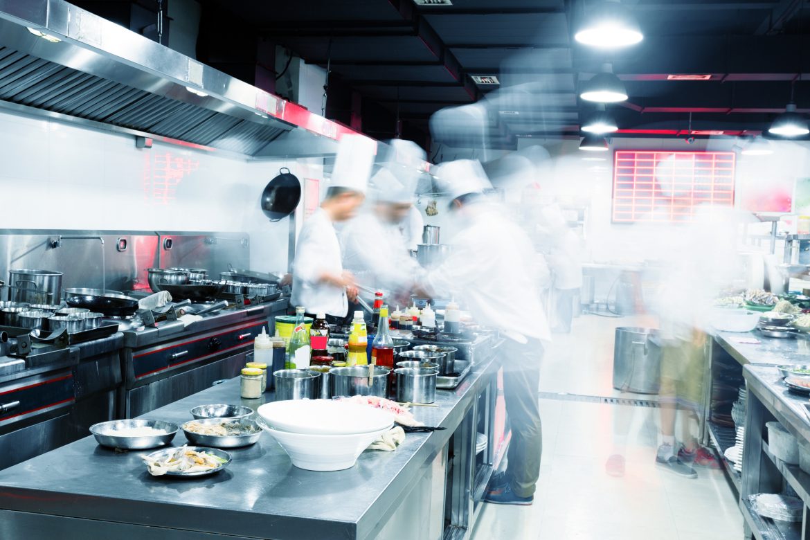 modern kitchen and busy chefs